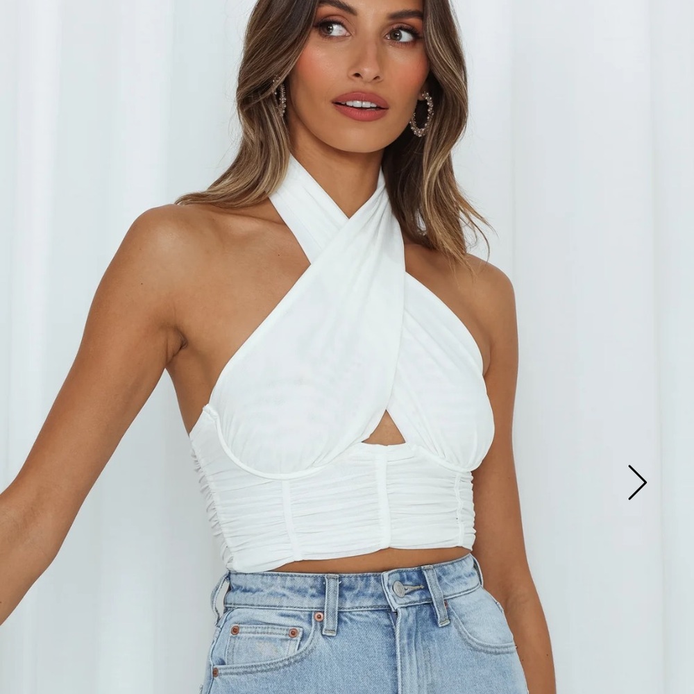 Hello Molly white crop top